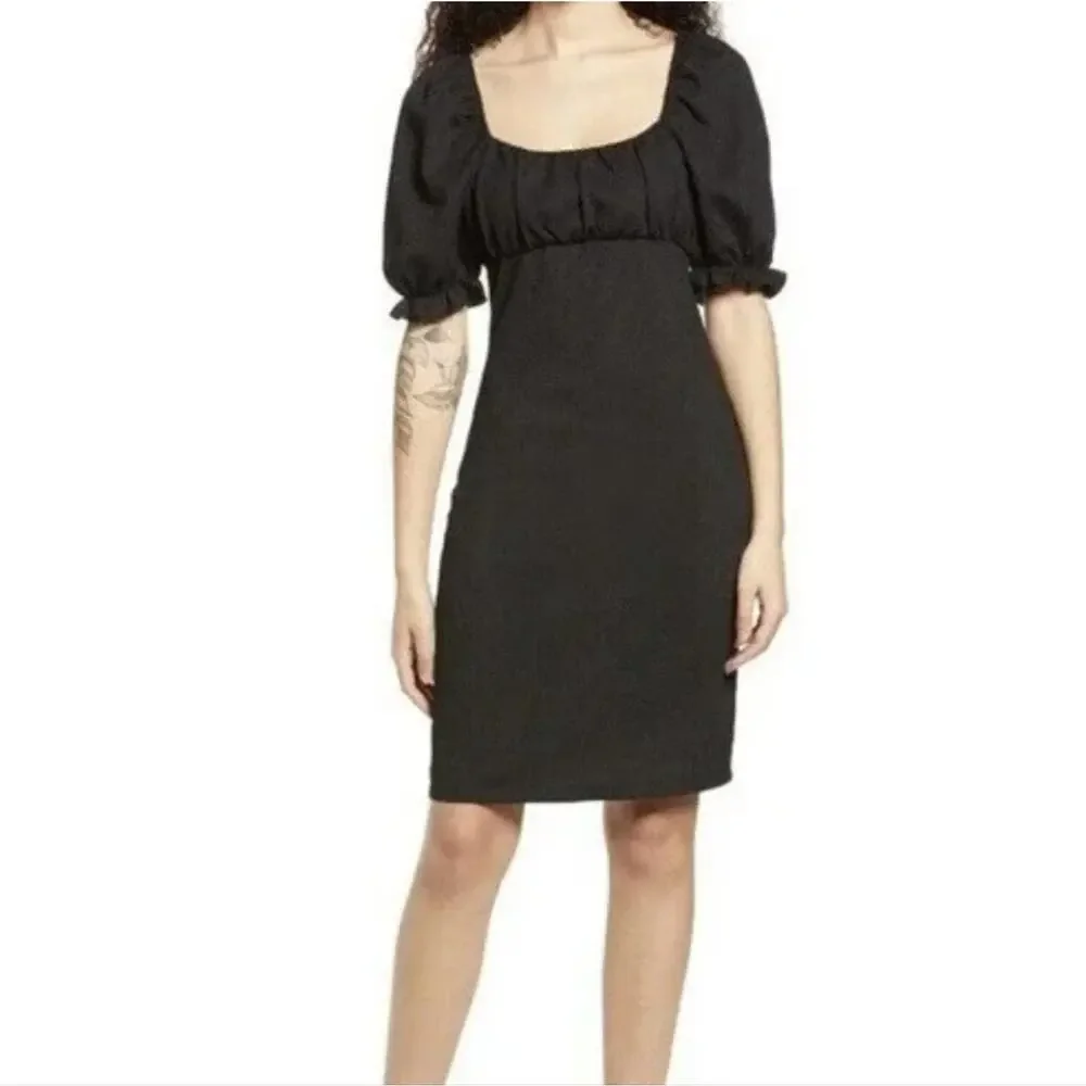 New Small Vero Moda Black Puff Sleeve Square Neck Stretchy Cottagecore Dress